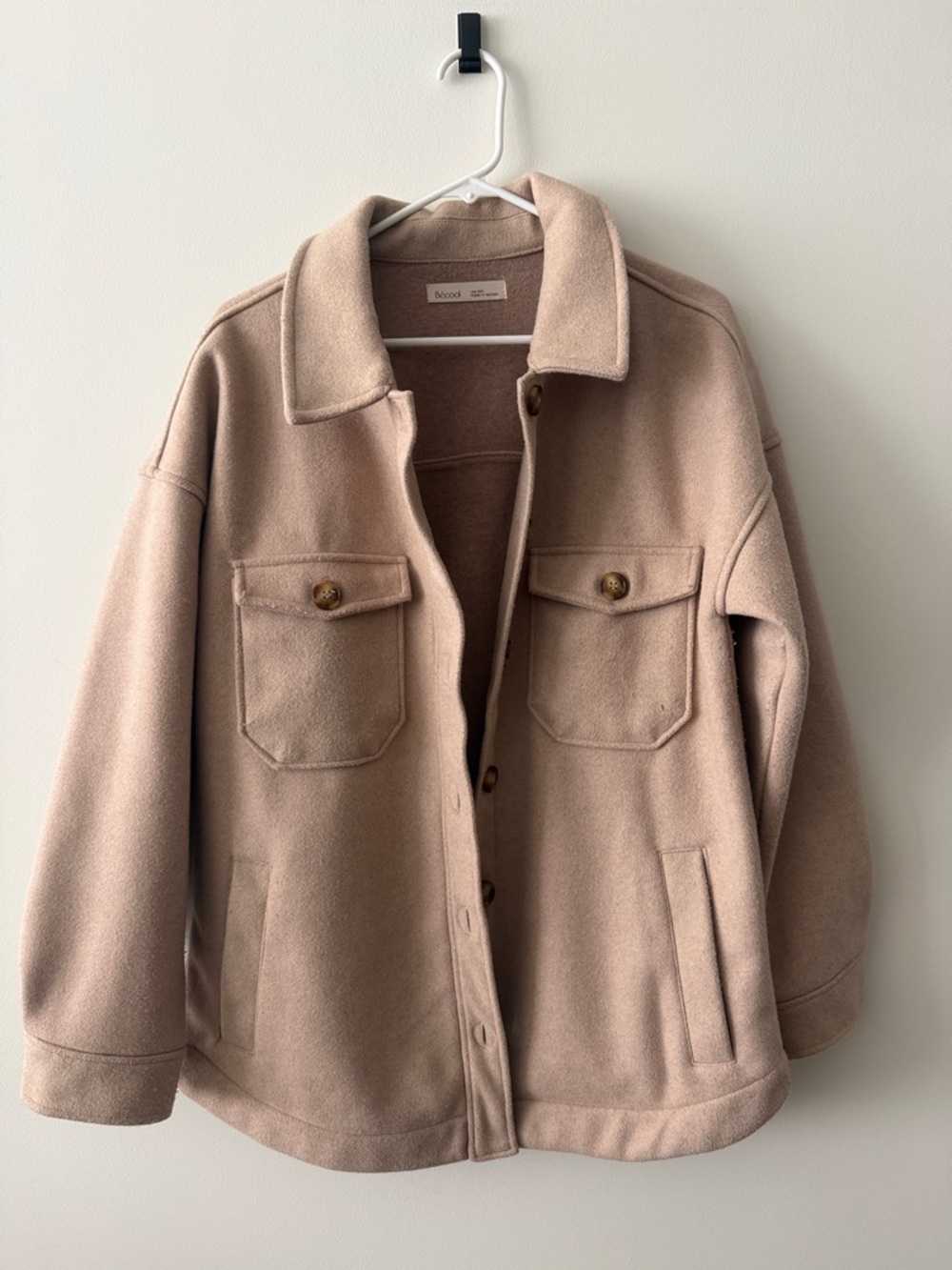Tan Wool-Blend Utility Jacket